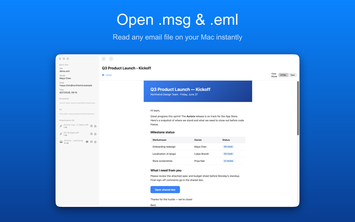 Tiny MSG Viewer screenshot